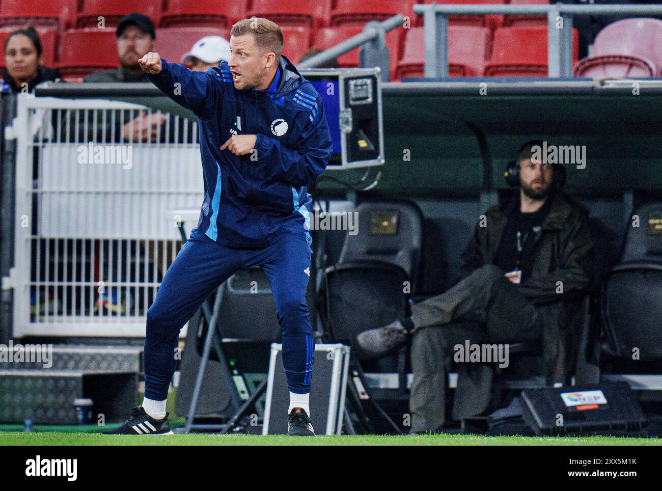 Kopenhagen, Dänemark. August 2024. FCK-Cheftrainer Jacob Neestrup während des Qualifikationsspiels der Conference League zwischen dem FC Kopenhagen und Kilmarnock FC am Donnerstag, den 22. August 2024 in Kopenhagen. (Foto: Liselotte Sabroe/Ritzau Scanpix) Credit: Ritzau/Alamy Live News Stockfoto