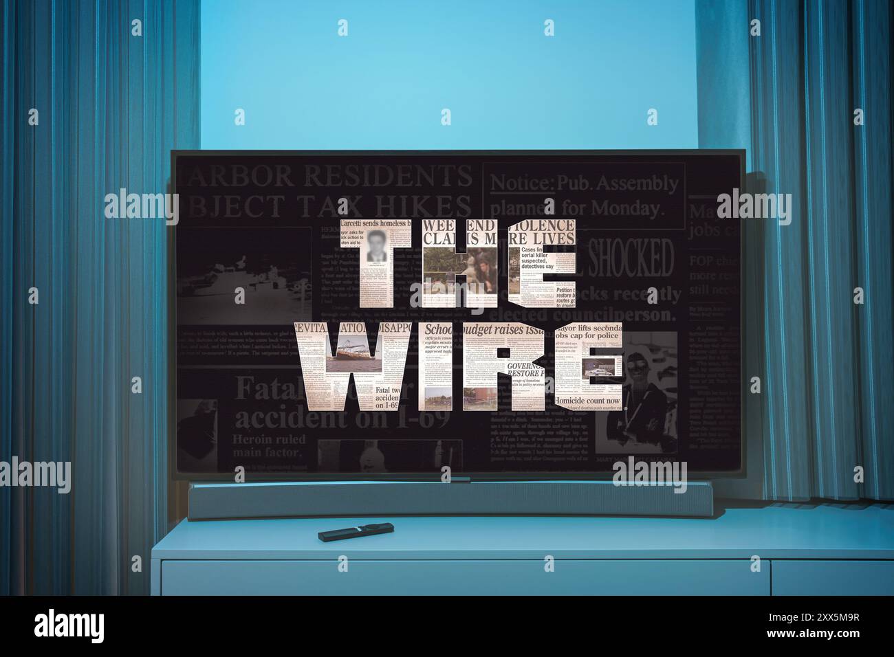 Kaunas, Litauen - 22. August 2024: Eine der beliebtesten Fernsehserien The Wire zeigte den Fernsehbildschirm Stockfoto