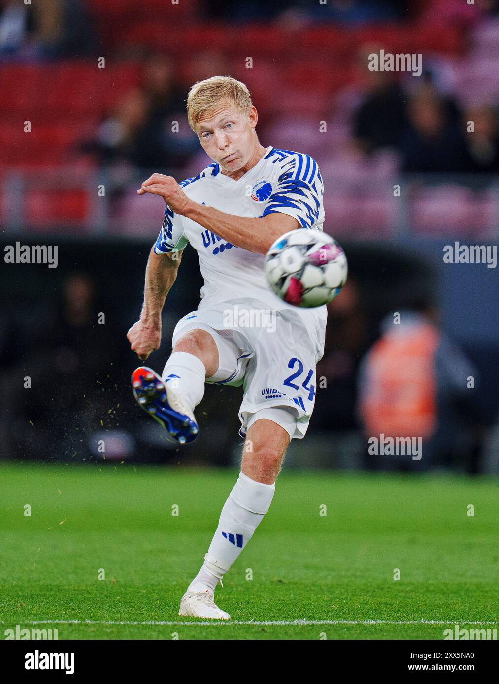 Kopenhagen, Dänemark. August 2024. Birger Meling, FCK, während des Qualifikationsspiels der Conference League zwischen dem FC Kopenhagen und Kilmarnock FC am Donnerstag, den 22. August 2024, in Kopenhagen. (Foto: Liselotte Sabroe/Ritzau Scanpix) Credit: Ritzau/Alamy Live News Stockfoto