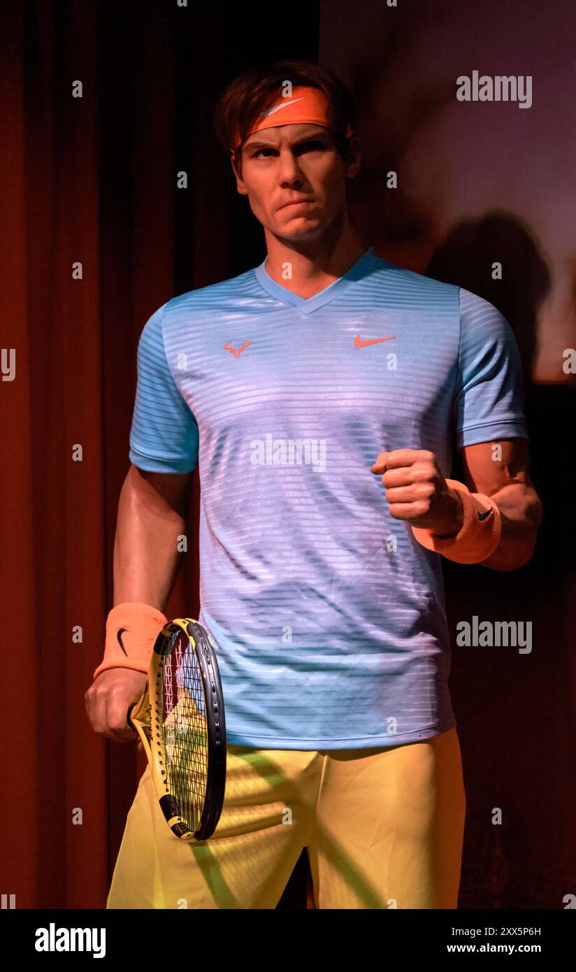 Rafael Nadal Figur im Wachsmuseum in Barcelona, Spanien Stockfoto