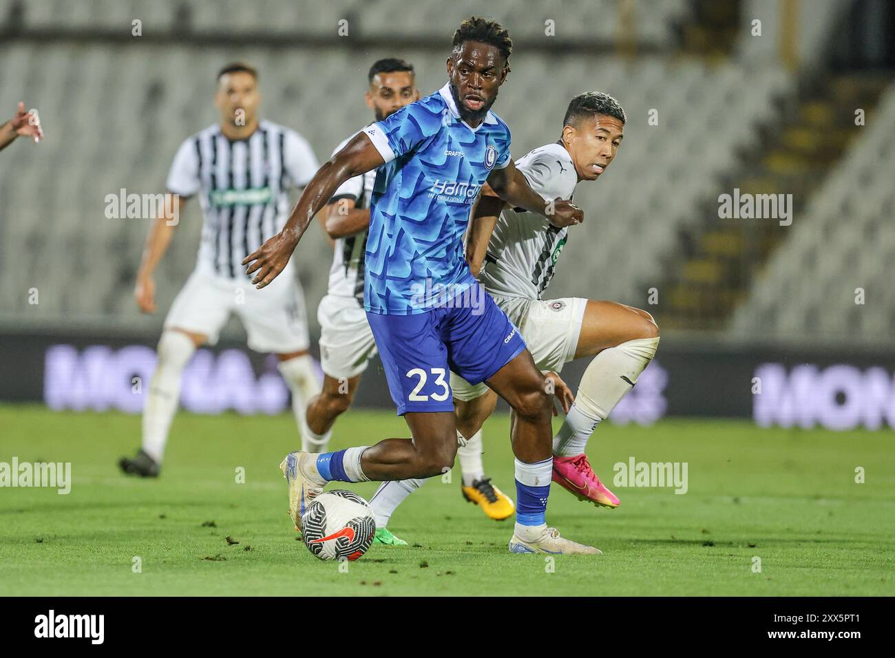 Belgrad, Serbien. August 2024. Gent's Jordan Torunarigha wurde während eines Fußballspiels zwischen dem serbischen FK Partizan Belgrad und der belgischen KAA Gent am Donnerstag, den 22. August 2024, in Belgrad, Serbien, gezeigt. BELGA FOTO NIKOLA KRSTIC Credit: Belga Nachrichtenagentur/Alamy Live News Stockfoto
