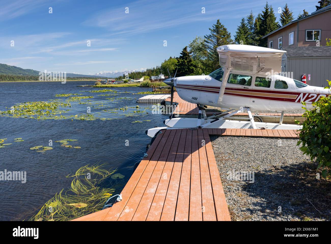 Wasserflugzeug auf dem Beluga Lake in Homer, Alaska Stockfoto