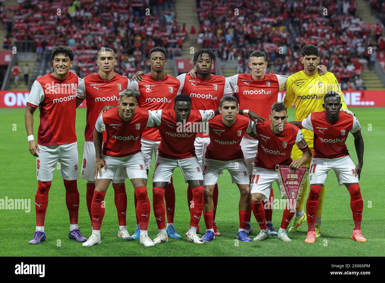 Braga, Portugal. August 2024. Braga, 22./08/2024 - Sporting Clube de Braga war heute Nachmittag Gastgeber des SK Rapid Wien im Estádio Municipal de Braga im ersten Leg der UEFA Europa League Playoffs 2024/2025. (Miguel Pereira) Akt: Atlantico Press/Alamy Live News Stockfoto