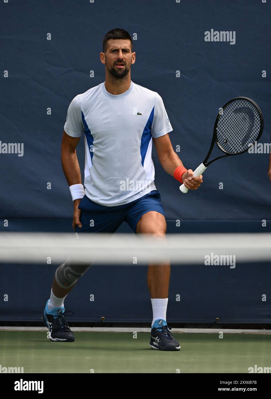 Flushing NY, USA. August 2024. Novak Djokovic wird am 22. August 2024 auf dem Übungsplatz im USTA Billie Jean King National Tennis Center in Flushing Queens gesehen. Quelle: Larry Marano © 2024/Alamy Live News Stockfoto