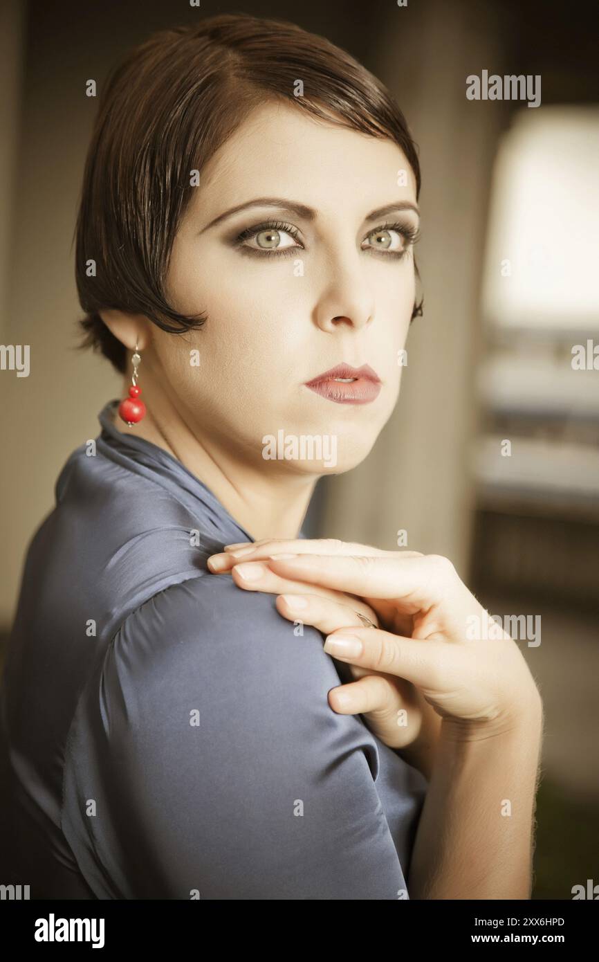 Frau Close-UpPortrait. Retrospektive Überprüfung. 20-s XX Jahrhundert Stockfoto
