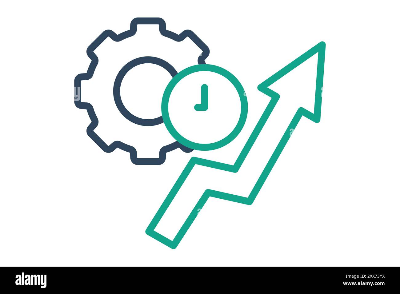 Produktivitätssymbol. Liniensymbolstil. Gang mit Uhr und Pfeil. Symbol für Effizienz. Vektorillustration für Produktivitätselemente Stock Vektor