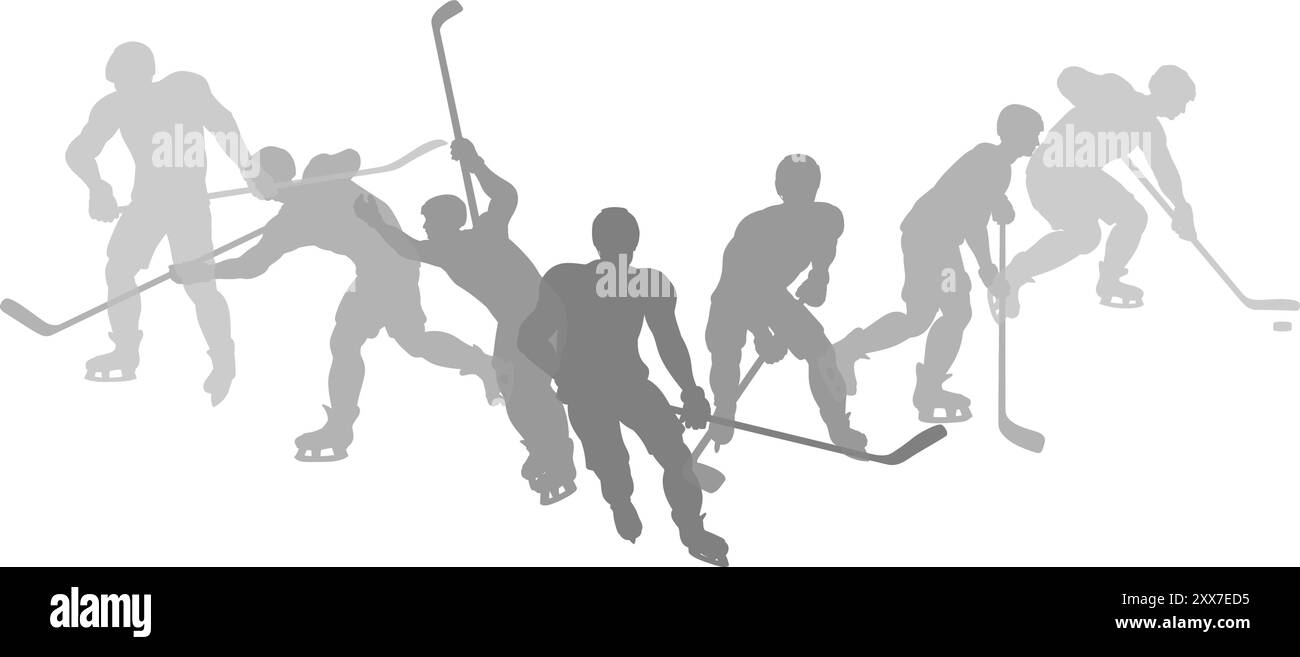 Eishockey Silhouette People Player Silhouetten Stock Vektor