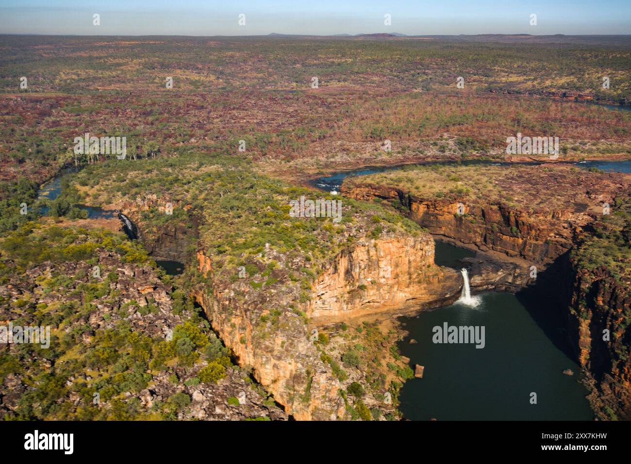 Mitchell Falls und Big Mertens Falls, Kimberleys, Western Australia, aus der Vogelperspektive Stockfoto