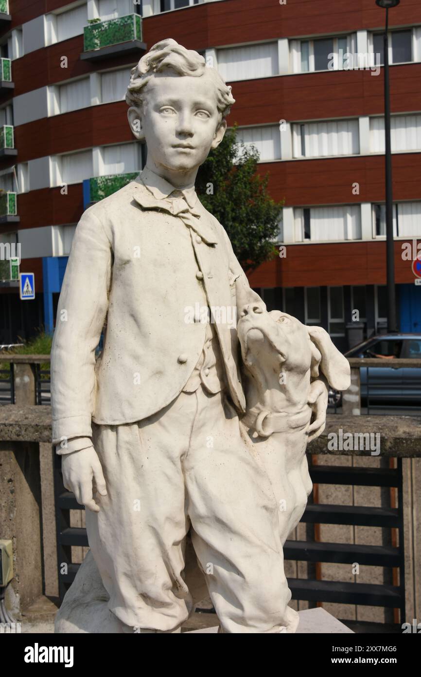 Die Skulptur à Valenciennes Jean-Baptiste Carpeaux, né à Valenciennes en 1827, mort à Courbevoie en 1875. LE PRINCE IMPÉRIAL ET SON CHIEN NÉRO Stockfoto