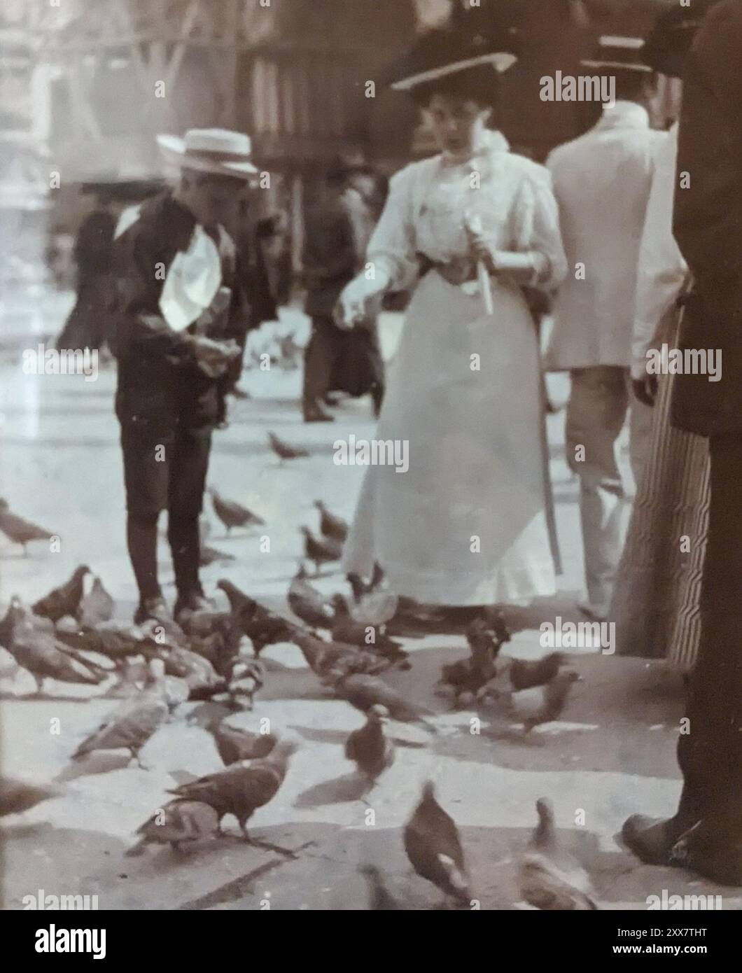 Venedig 1908 - große Familientour Fotosammlung in Sepia Stockfoto