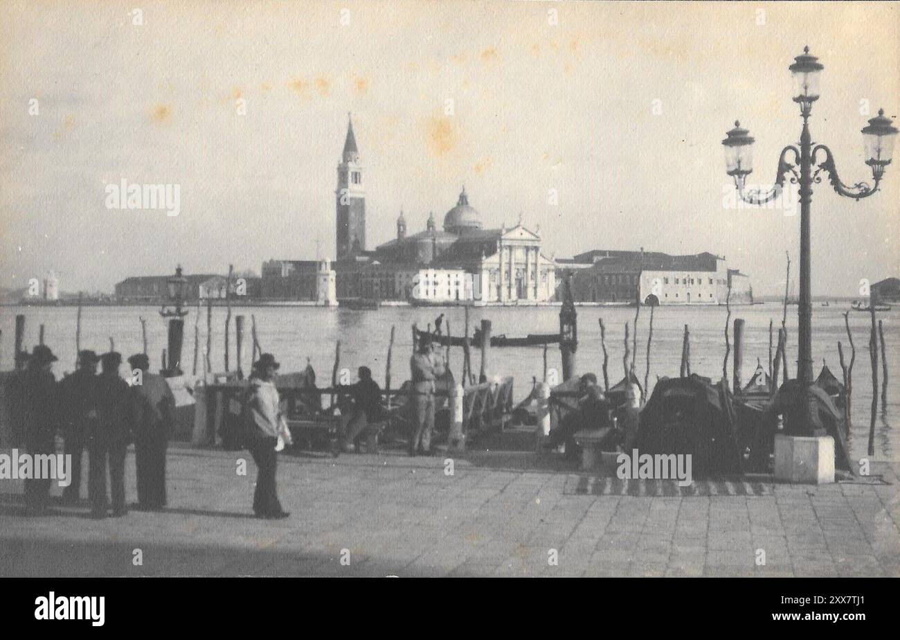 Venedig 1908 - große Familientour Fotosammlung in Sepia Stockfoto