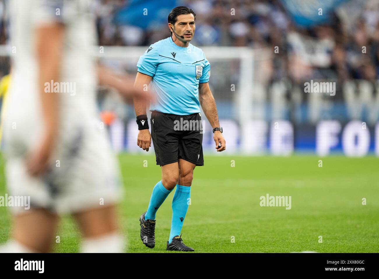 Kopenhagen, Dänemark. August 2024. Schiedsrichter Fabio Maresca war beim Qualifikationsspiel der UEFA Conference League zwischen dem FC Kopenhagen und Kilmarnock in Parken in Kopenhagen zu sehen. Quelle: Gonzales Photo/Alamy Live News Stockfoto