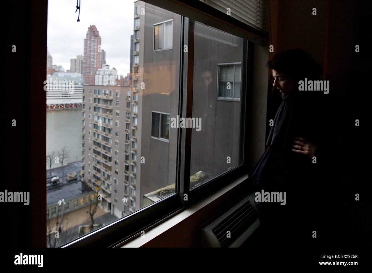 Roosevelt Island, ein Akronismus in New York, wurde in den letzten 35 Jahren vom Staat geführt. Jetzt öffnet sich das soziale Experiment für die Privatisierung. Stockfoto