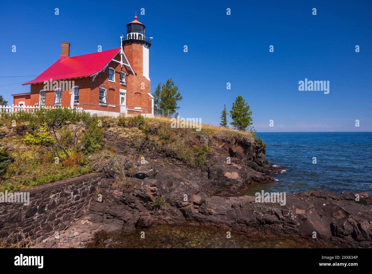 Eagle Harbor Lighthouse Am Lake Superior Stockfoto