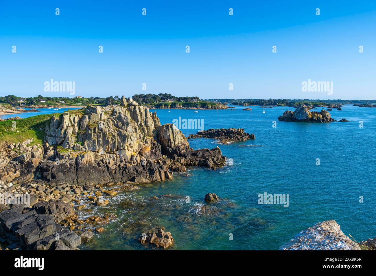 Frankreich, Cotes d'Armor, Brehat Island, Panorama von der Nordwestküste Stockfoto
