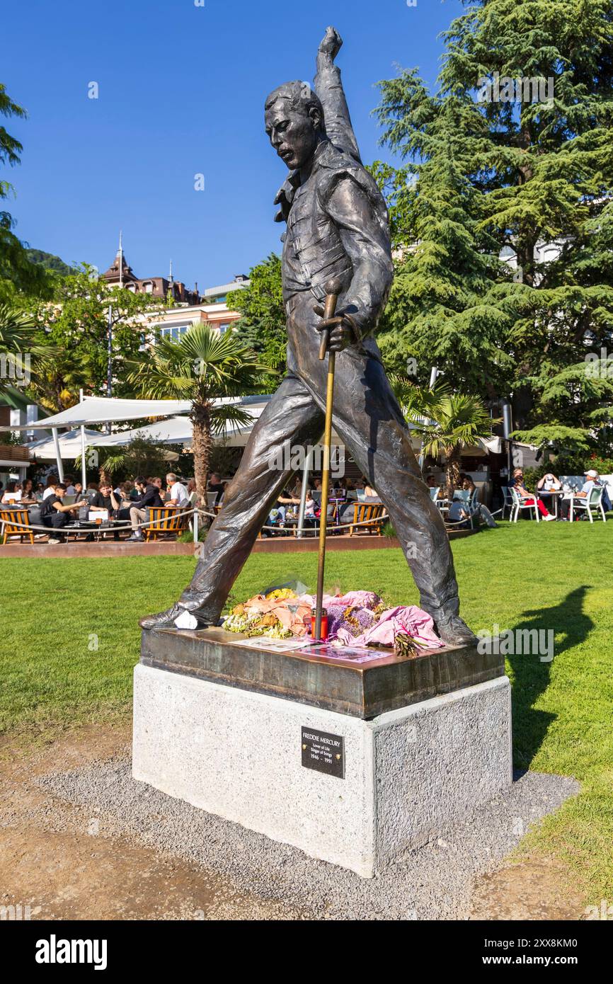 Schweiz, Kanton Waadt, Montreux, Statue von Freddie Mercury Sänger der Gruppe Queen, Skulptur von Irena Sedlecka Stockfoto
