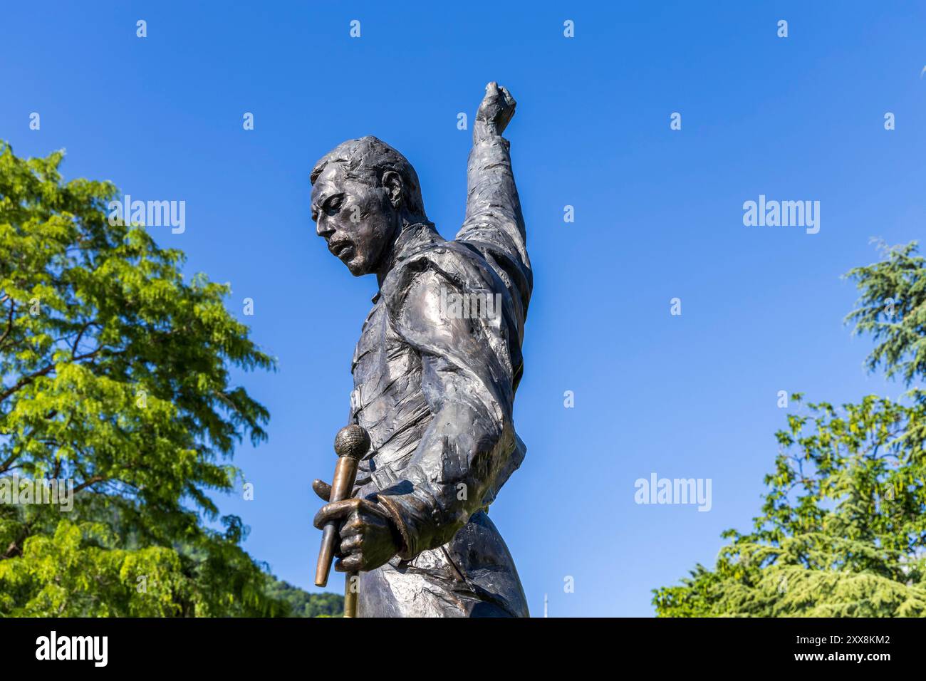 Schweiz, Kanton Waadt, Montreux, Statue von Freddie Mercury Sänger der Gruppe Queen, Skulptur von Irena Sedlecka Stockfoto