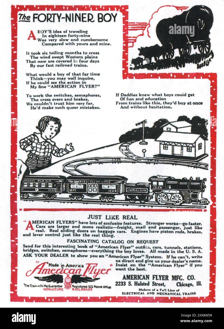 1920 Werbung Für American Flyer Toy Trains Stockfoto