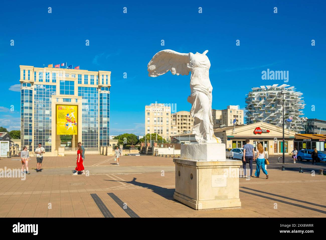 Frankreich, Herault, Montpellier, Viertel Antigone vom Architekten Ricardo Bofill, der Sieg von Samothrake Stockfoto