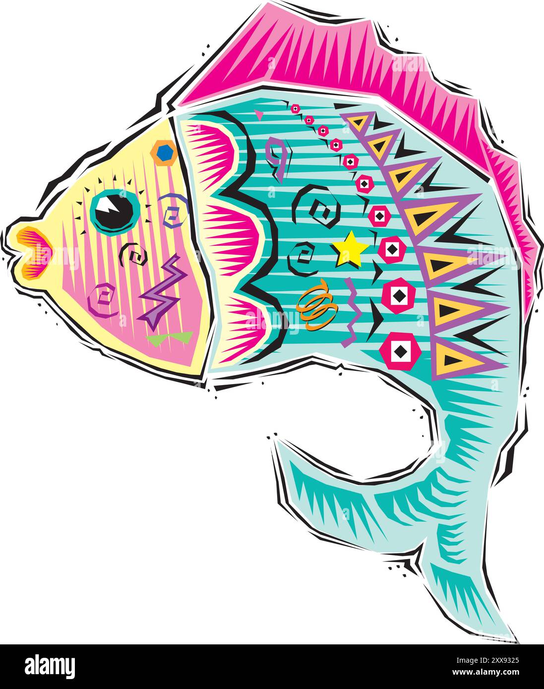 Bunte Ribbon Fisch abstrakte Logo Design Vektor Vorlage. Creative Seafood Zoo Aquarium Logotype Konzept lustige Ikone. Stock Vektor