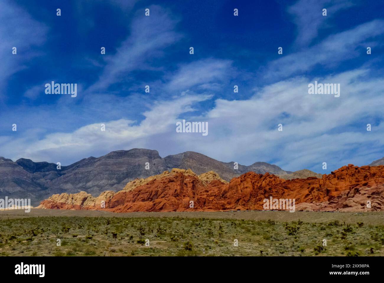 Nevada, Amerika. Landschaftsaufnahme des Red Rock Canyon in der Nähe von La Vegas ohne Menschen. März 2004 Stockfoto