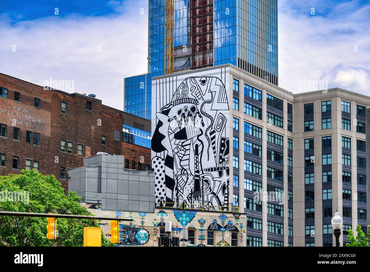 Detroit, USA - 13. Juni 2024: Stadtbild und Gebäude im Stadtzentrum Stockfoto