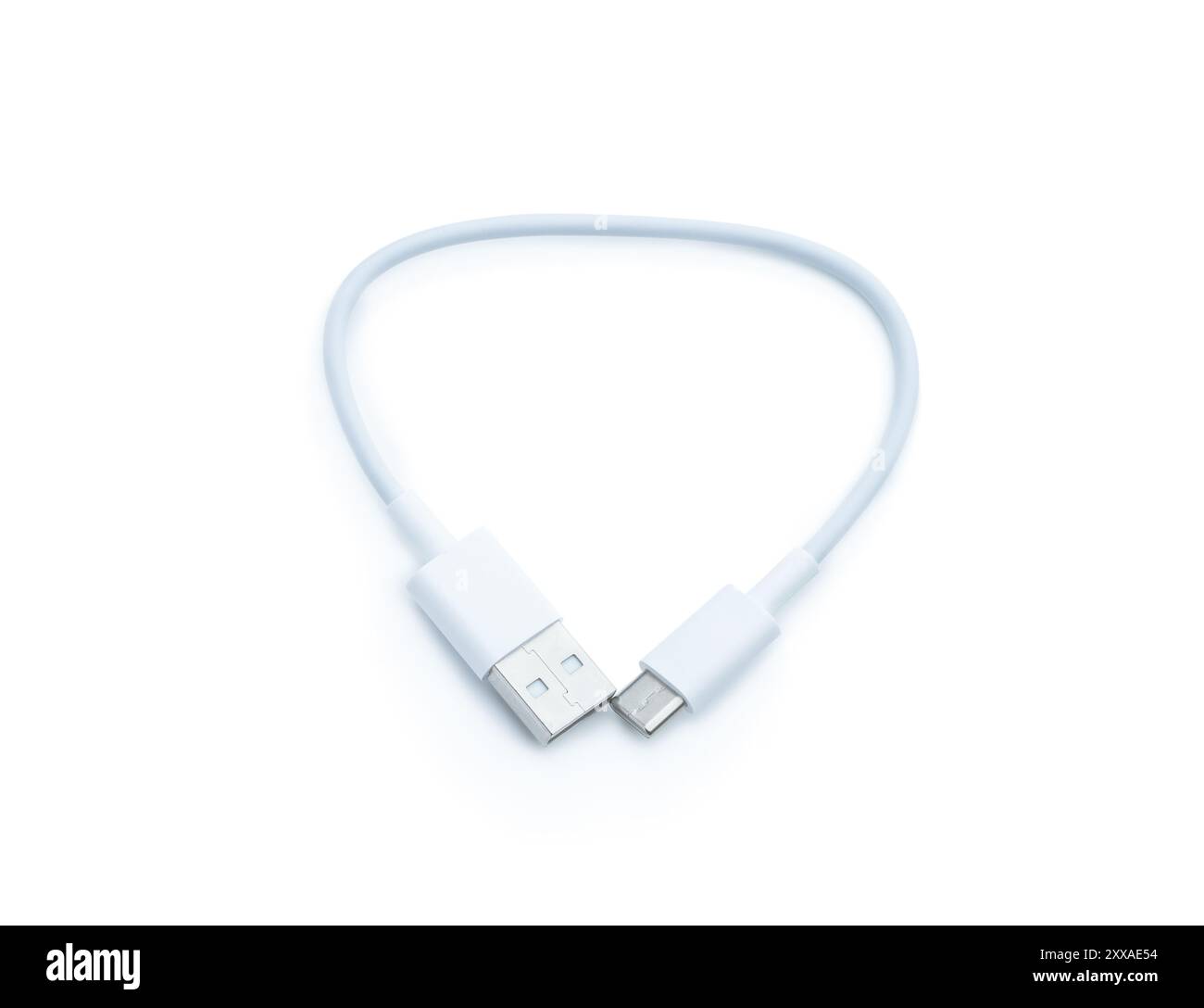 Kabel USB Typ-C auf USB Typ-A isoliert in weiß Stockfoto