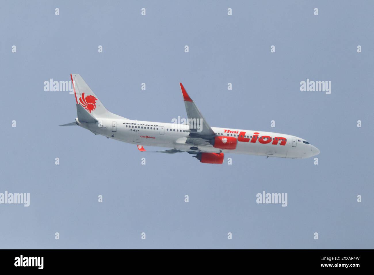 HS-LVK Boeing 737-900ER der Thai Lionair Airline. Fahren Sie vom Flughafen Chiangmai nach Bangkok. Stockfoto