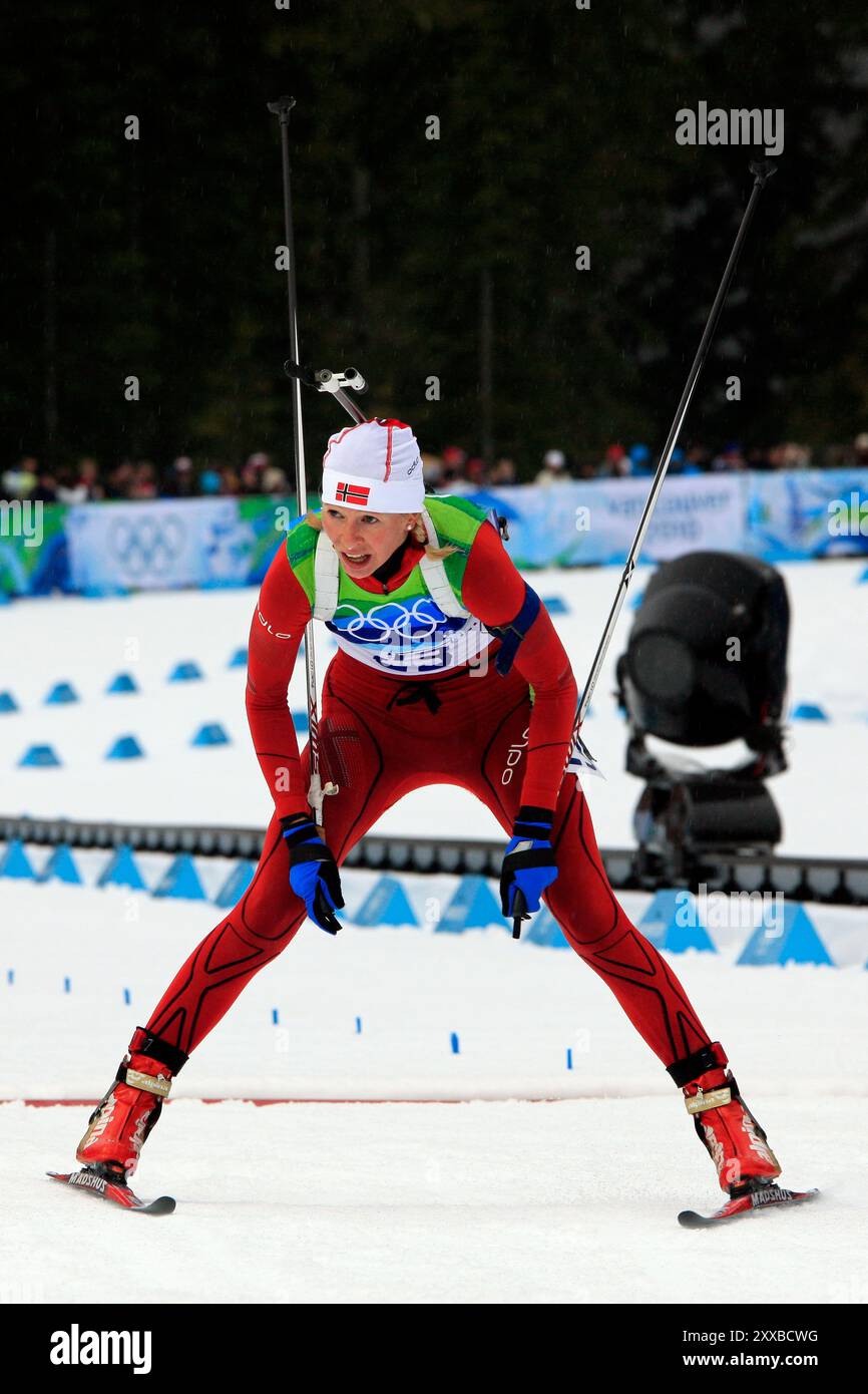 Biathlon - 7,5 km Sprint für Damen. Stockfoto