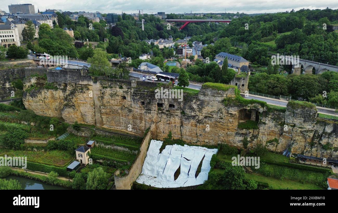 Drohnenfoto Bock Kasematten Luxemburg europa Stockfoto