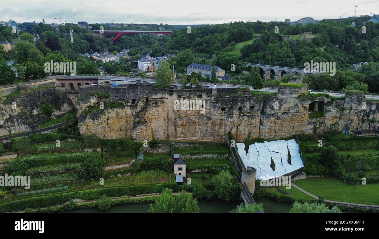 Drohnenfoto Bock Kasematten Luxemburg europa Stockfoto