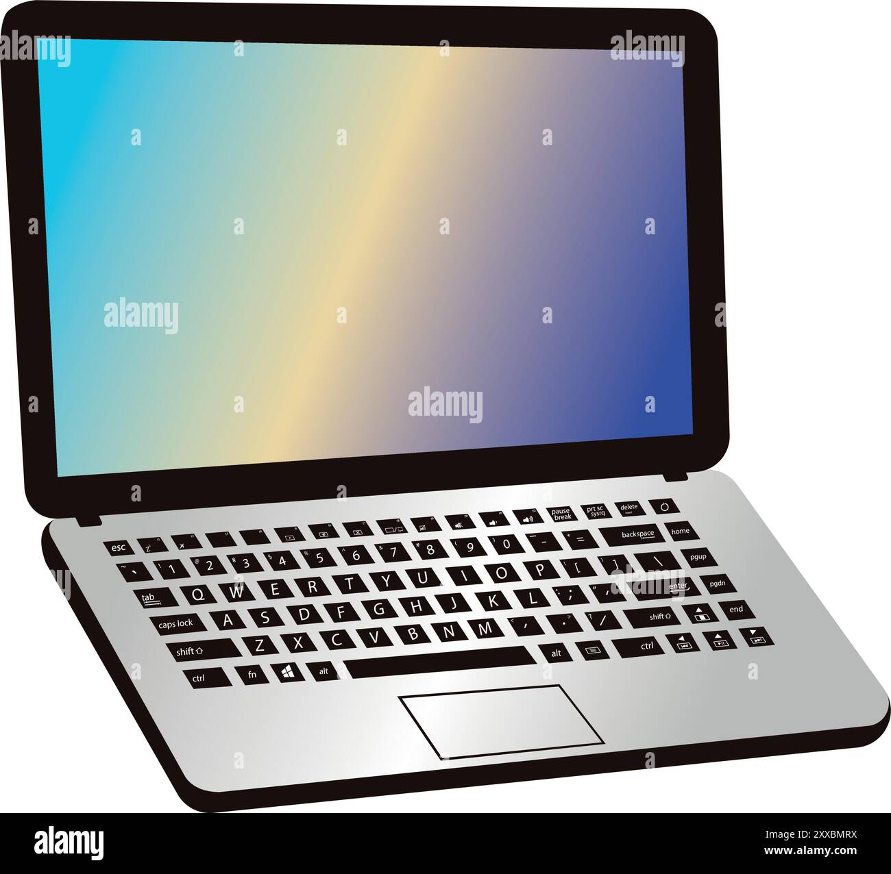 Illustration eines farbenfrohen Laptop-Vektordesigns auf weißem Hintergrund Stock Vektor