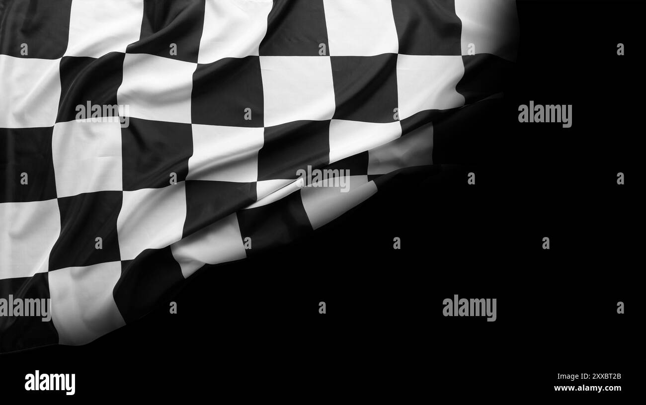 Checkered Racing Flag auf Schwarz Stockfoto