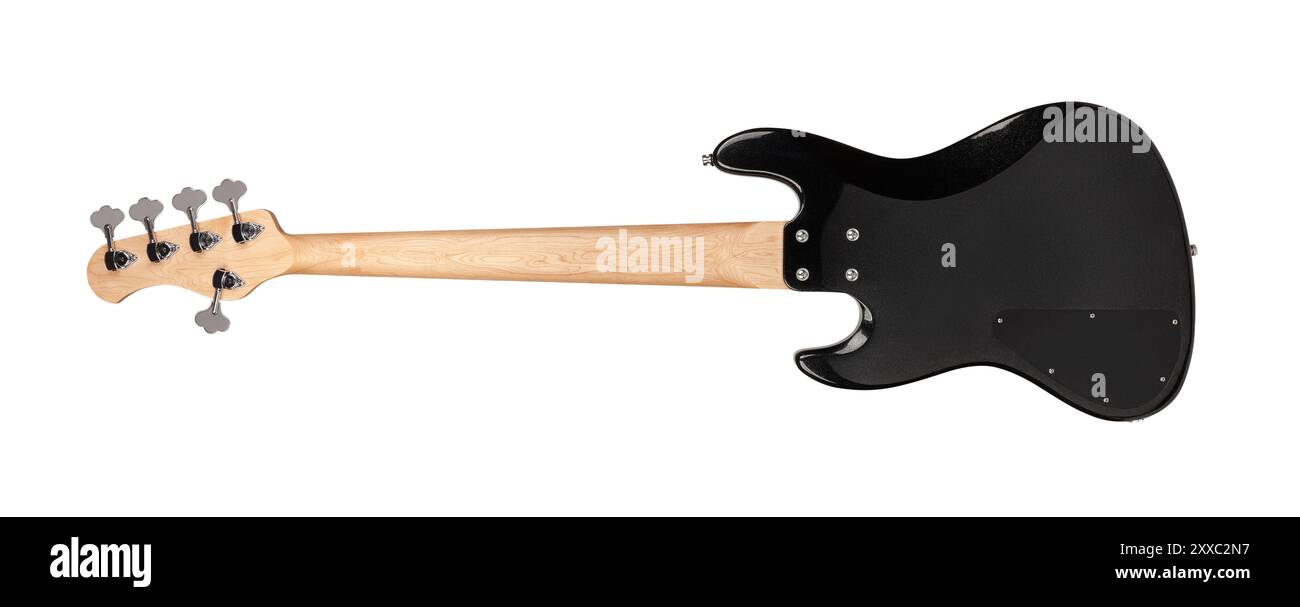 Bassgitarrenpfad isoliert auf weißer Rückansicht Stockfoto