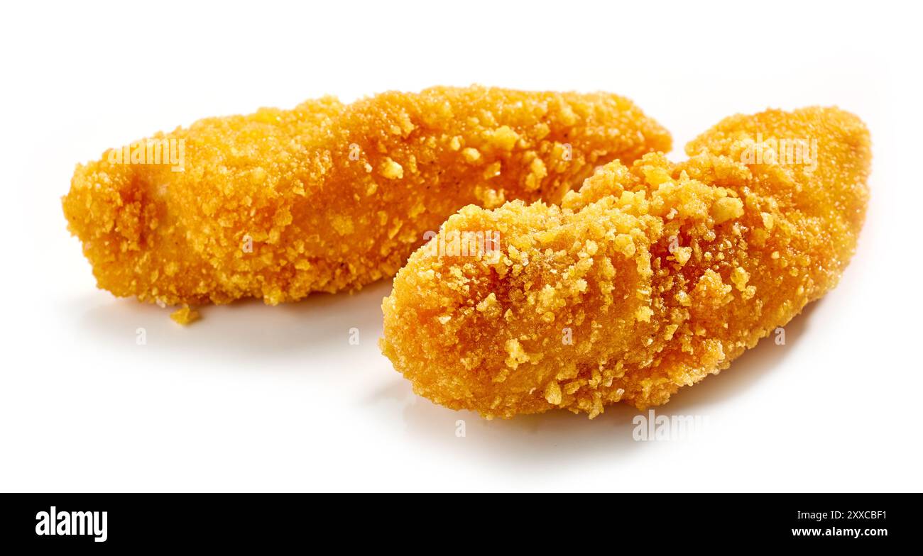 Fried Chicken Nuggets auf weißem Hintergrund Stockfoto