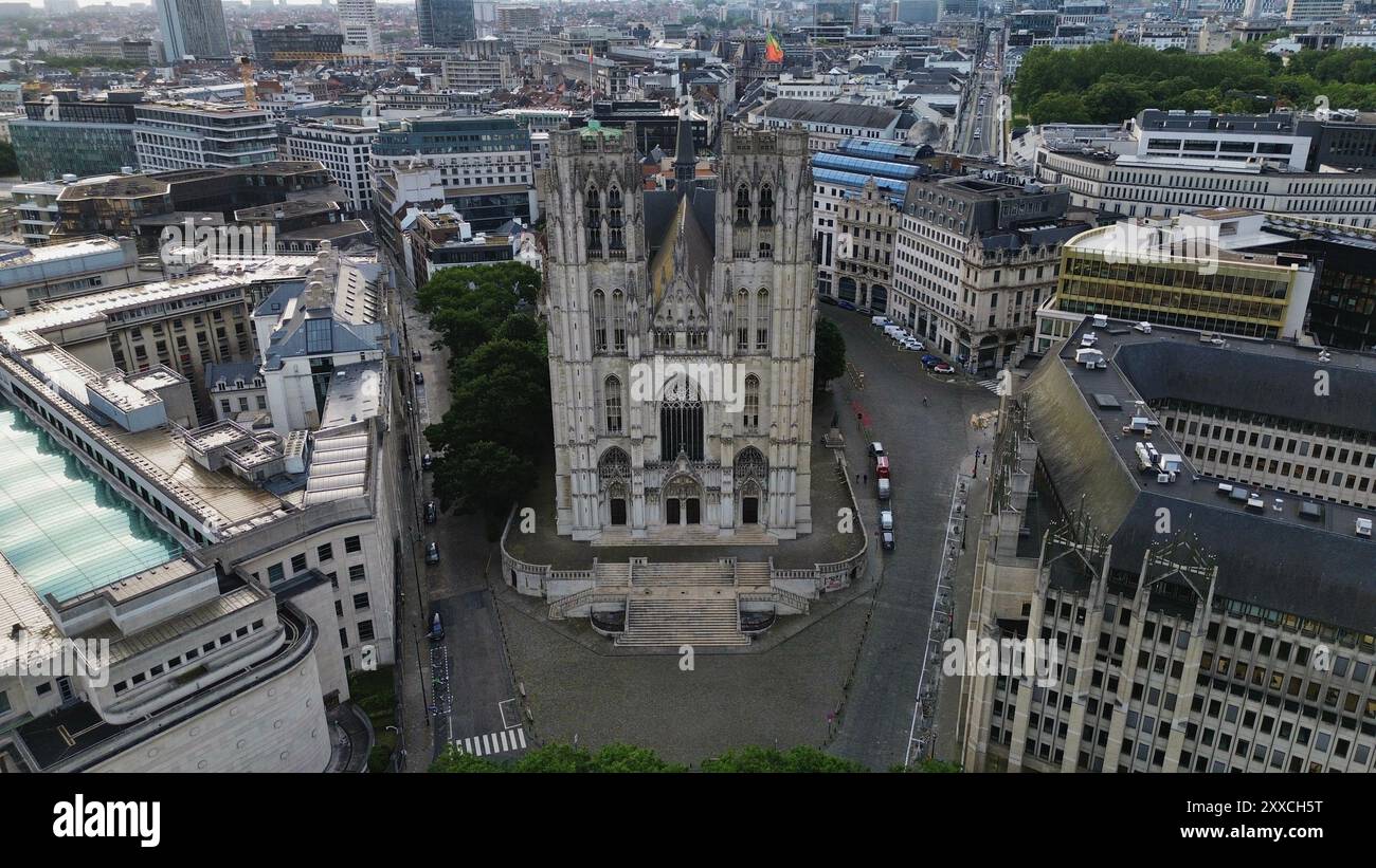 Drohnenfoto St.-Michel-et-Gudule Kathedrale Brüssel Belgien europa Stockfoto