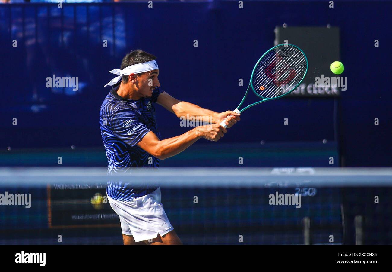 22. August 2024: Winston-Salem Open, ATP Tour, Wake Forest Tennis Complex, Winston Salem, North Carolina. David Beach/CSM/SIPA USA (Kreditbild: © David Beach/Cal Sport Media/SIPA USA) Credit: SIPA US/Alamy Live News Stockfoto