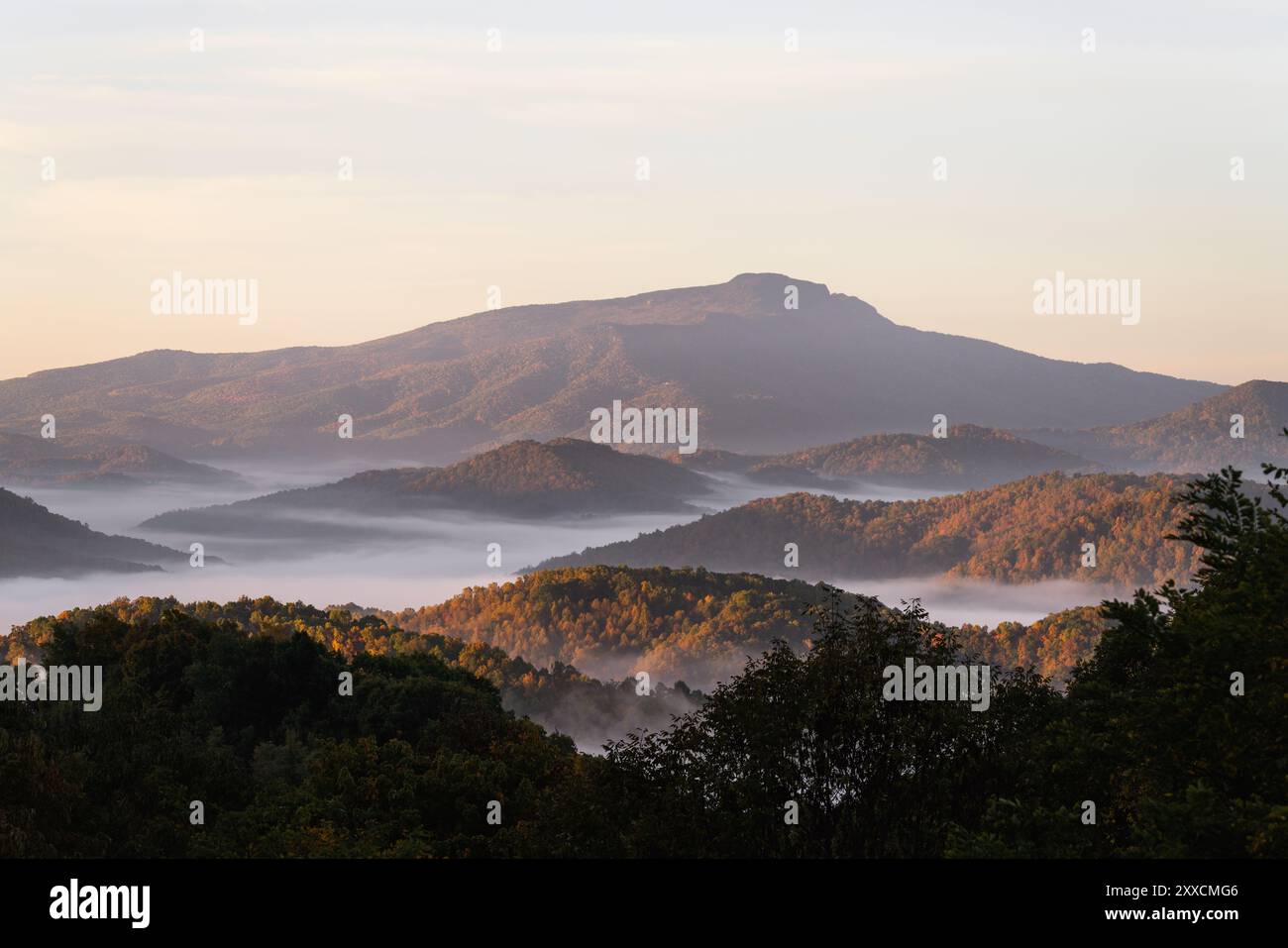 Sonnenaufgang am Grandfather Mountain Stockfoto