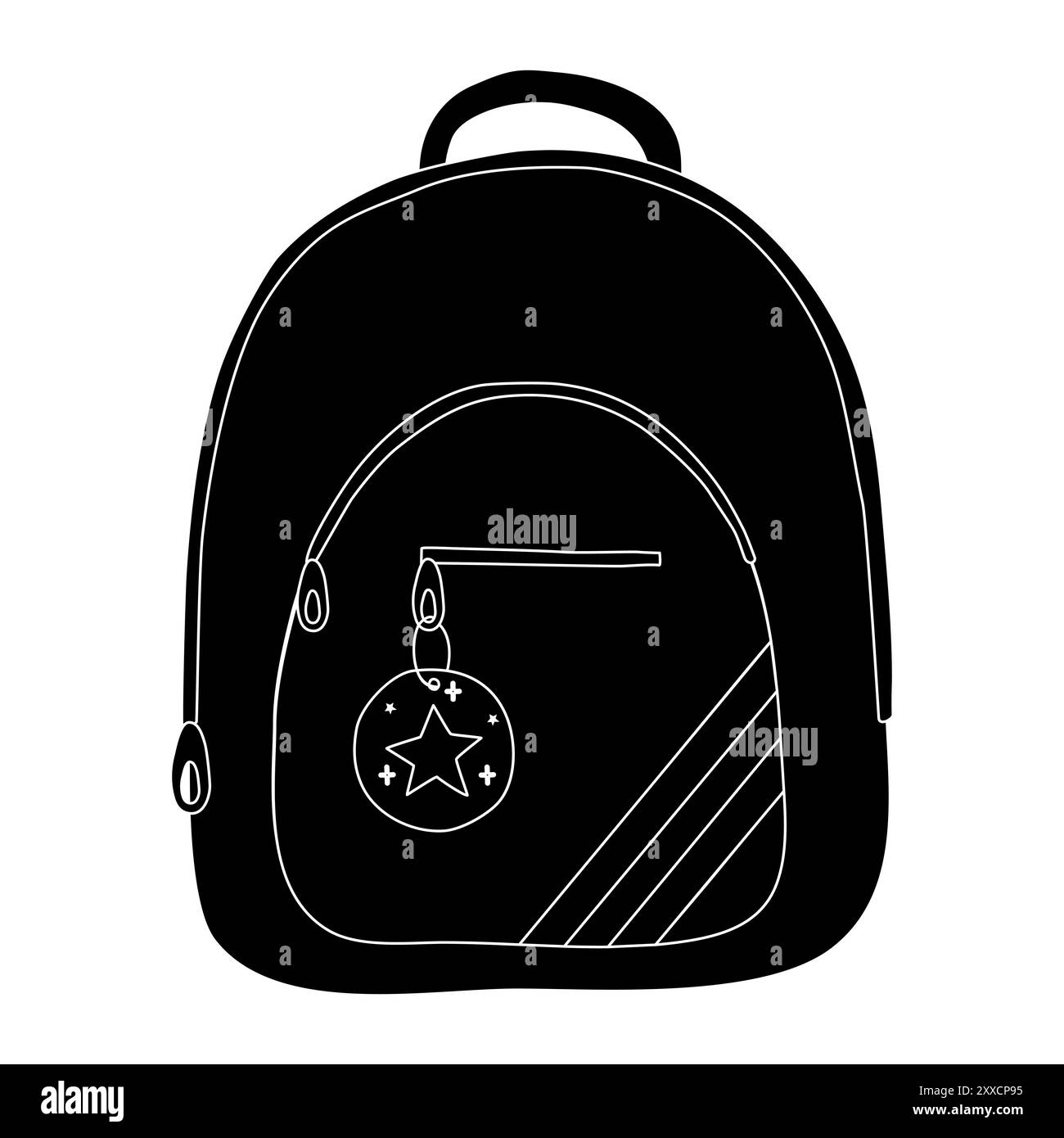 Schwarze Silhouette des Schulrucksacks, Glyphe Icon flache Vektor-Illustration Stock Vektor
