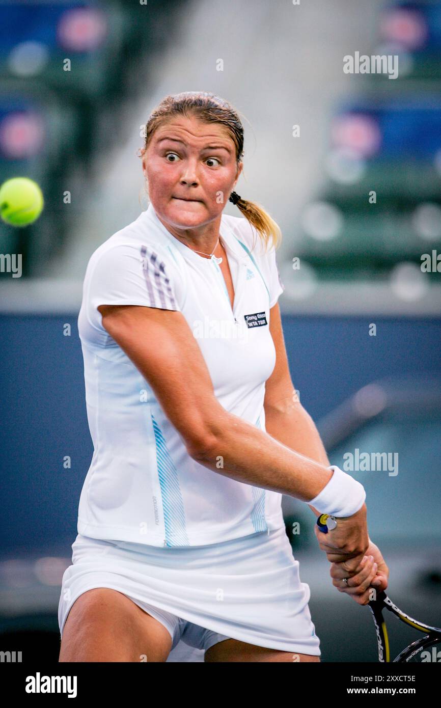 Das WTA Womens Tennis Turnier im Home Depot Center in Carson. Vania King (USA) vs. Dinara Safina (RUS) Stockfoto