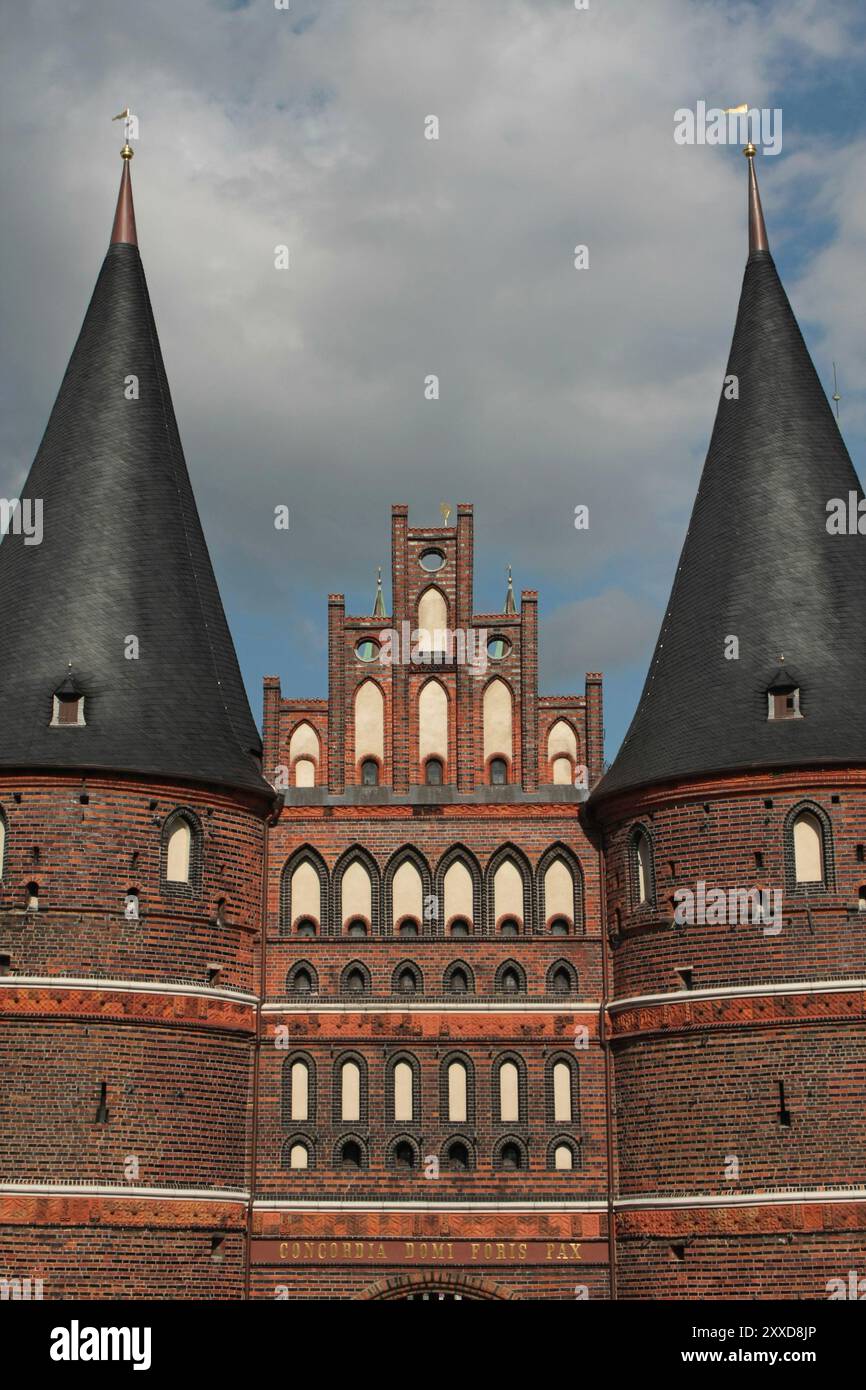 Teilbetrachtung des Holstentors in Lübeck, Deutschland, Europa Stockfoto