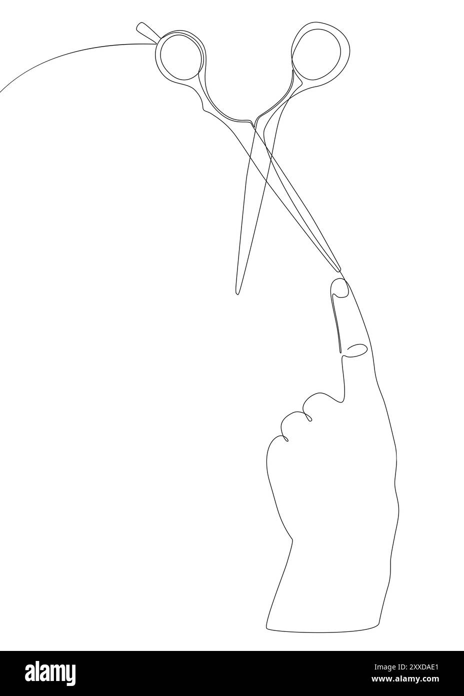 Eine durchgehende Handlinie mit Schere. Vektorkonzept für die Darstellung dünner Linien. Konturzeichnung kreative Ideen. Stock Vektor