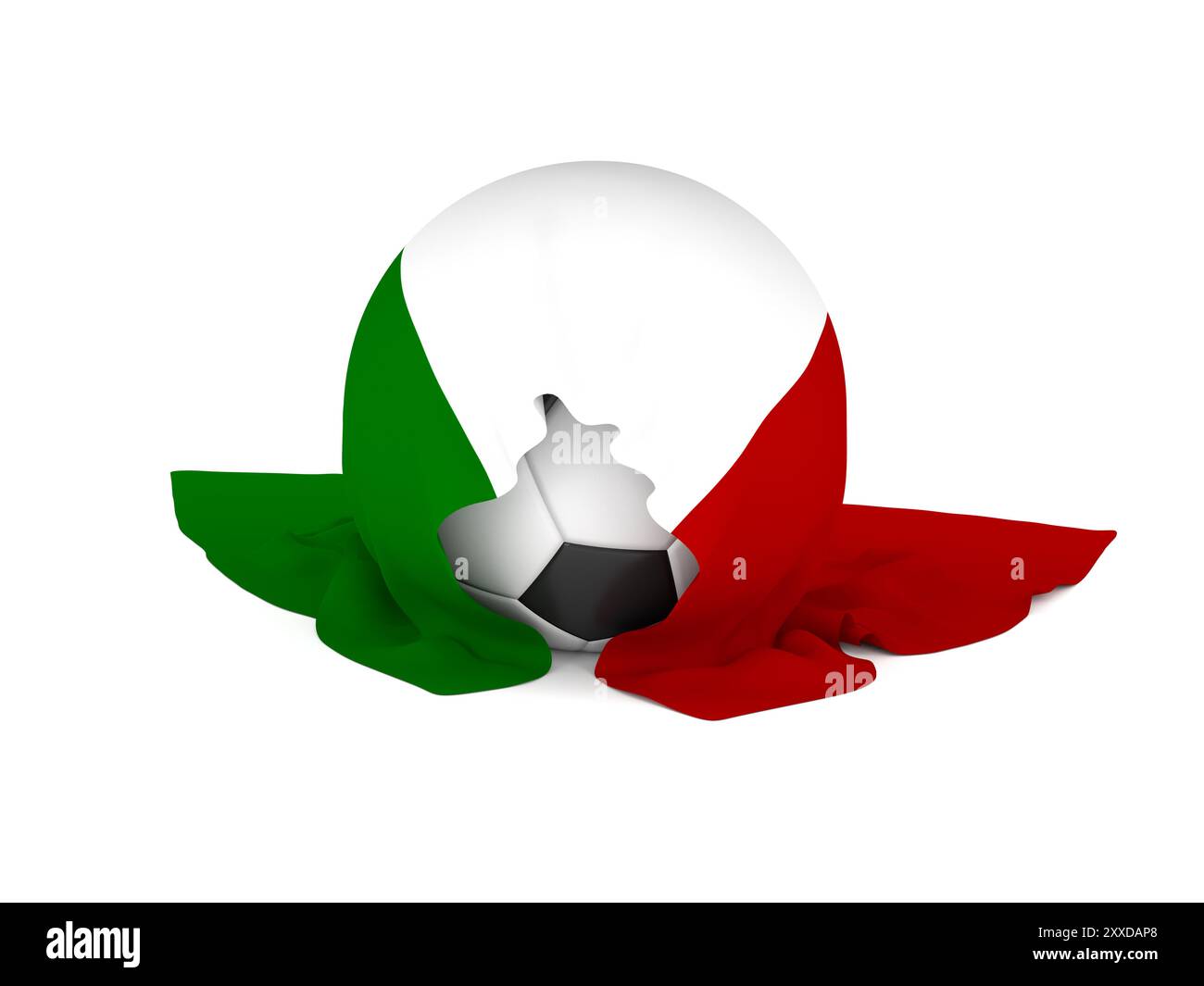 Fußball mit der italienischen Flagge, WM-Konzept 3D-Rendering Stockfoto