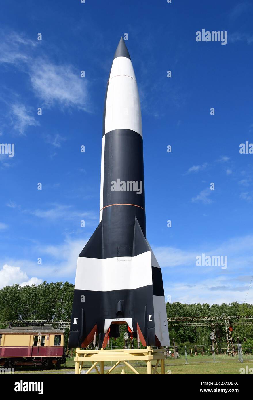 NS Flüssiggasrakete A 4, Replik, historisch-Technisches Informationszentrum Peenemünde, Usedom, Mecklenburg-Vorpommern, Ostsee, G Stockfoto