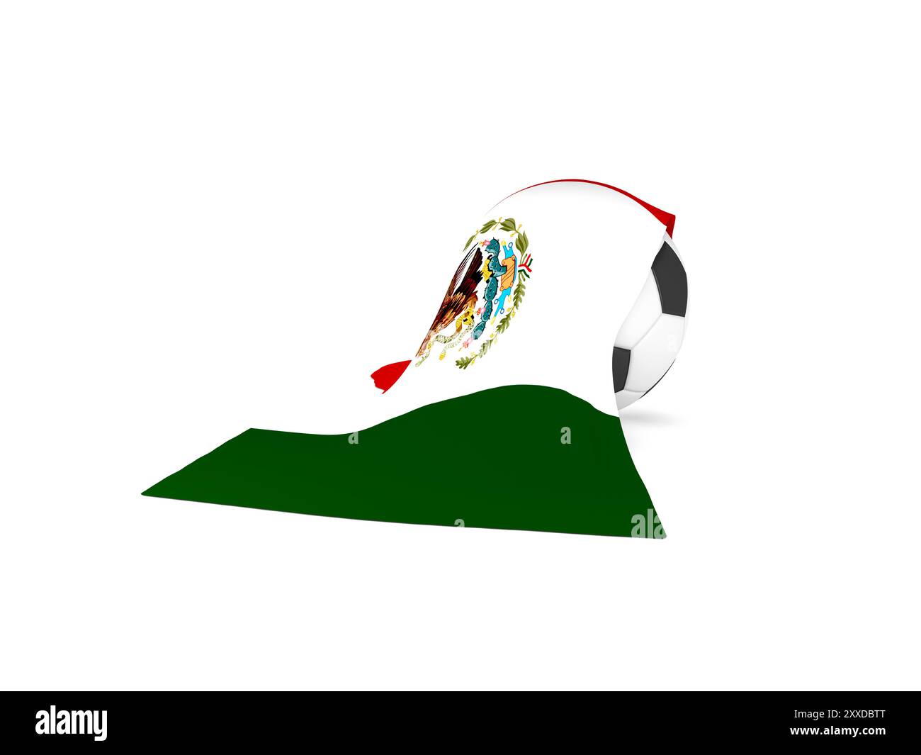 Fußball mit der Flagge von Mexiko, WM-Konzept 3D-Rendering Stockfoto