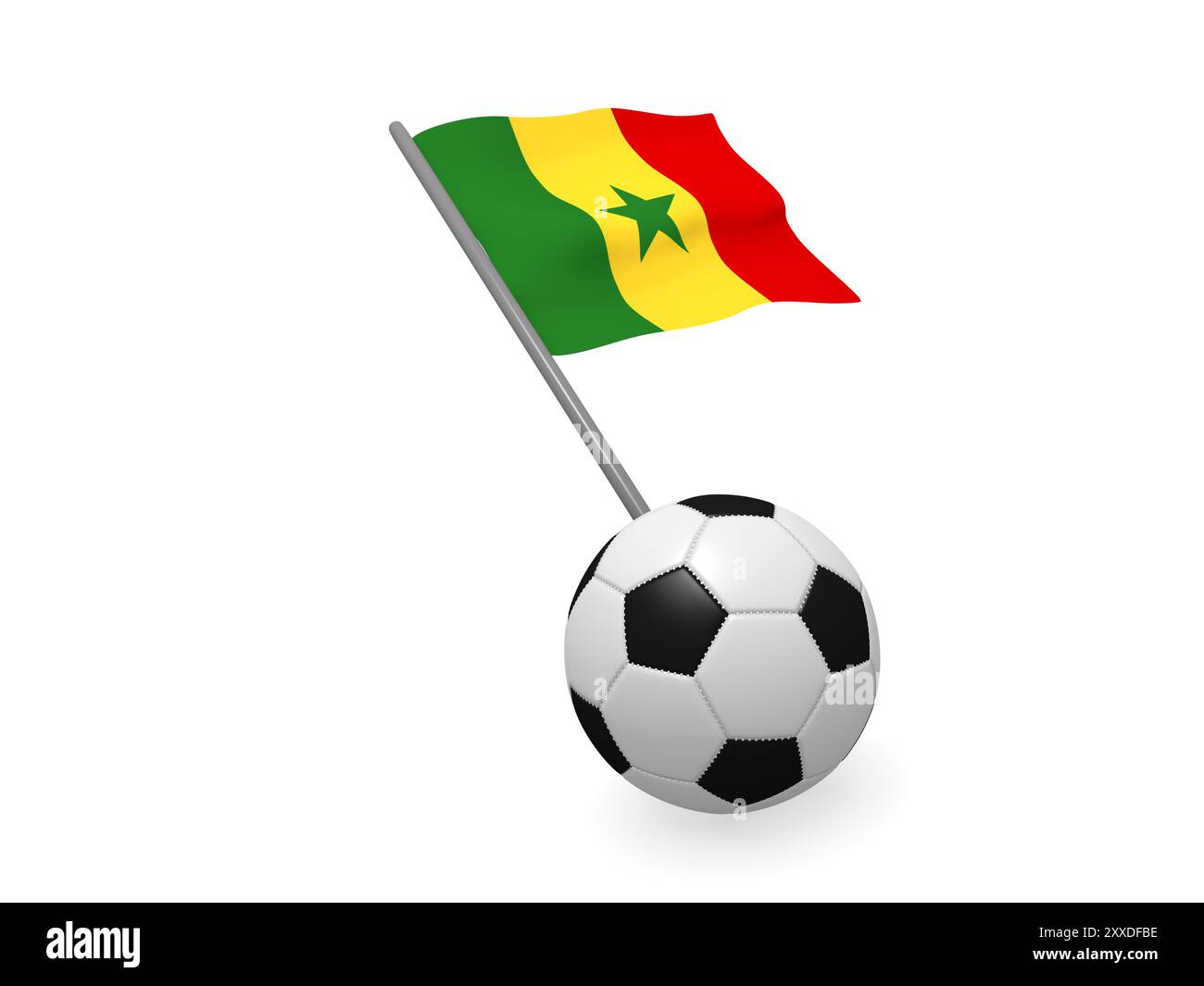 Fußball mit der Flagge von Senegal, WM-Konzept 3D-Rendering Stockfoto