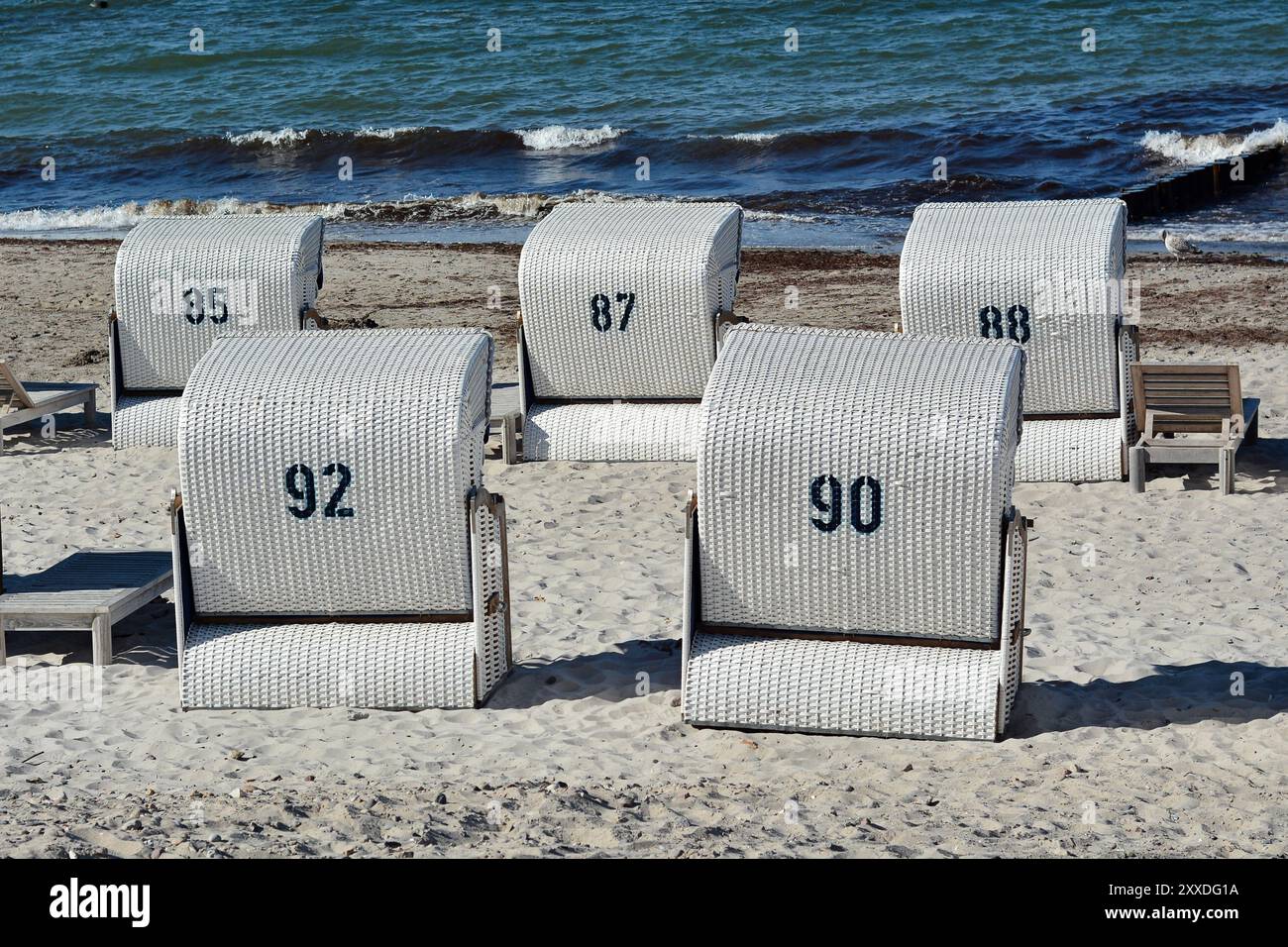 Liegestühle in Heiligendamm am Ostseestrand Stockfoto