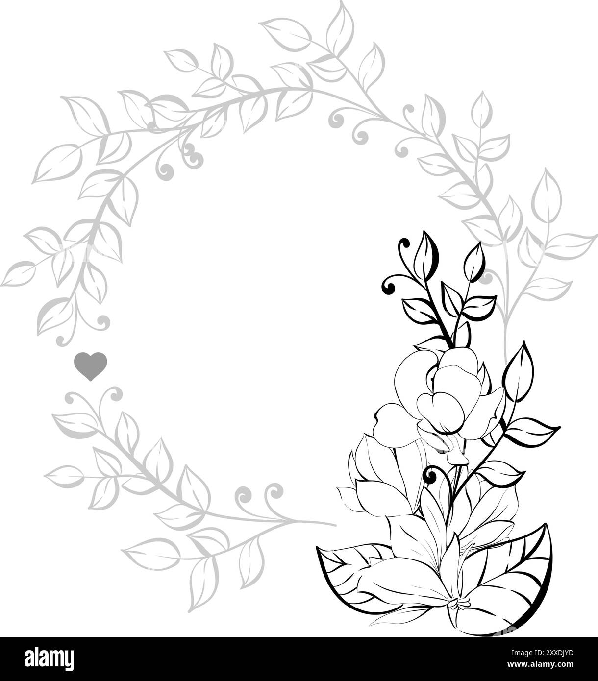 Magnolienvektormuster, Kreisrahmen. Vorlage. Frühlings-Clipart, Designelement im romantischen Stil. Clipart für Design im Stil von Paris, Frankreich Stock Vektor
