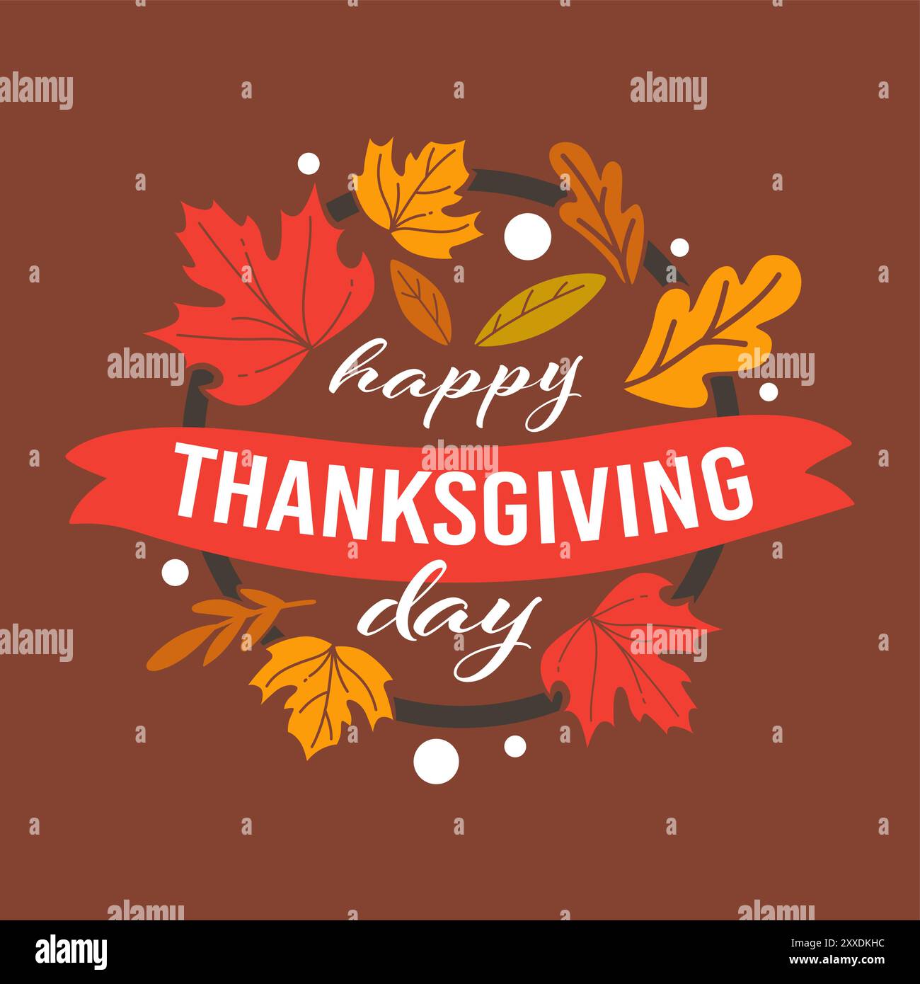 Happy Thanksgiving Day Verlässt Wreath Stock Vektor