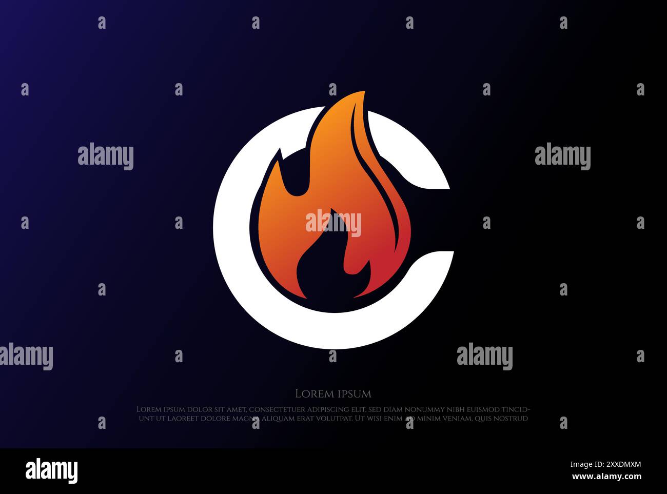 Initial Letter C for Candle Flame Fire Logo Design Vector Stock Vektor